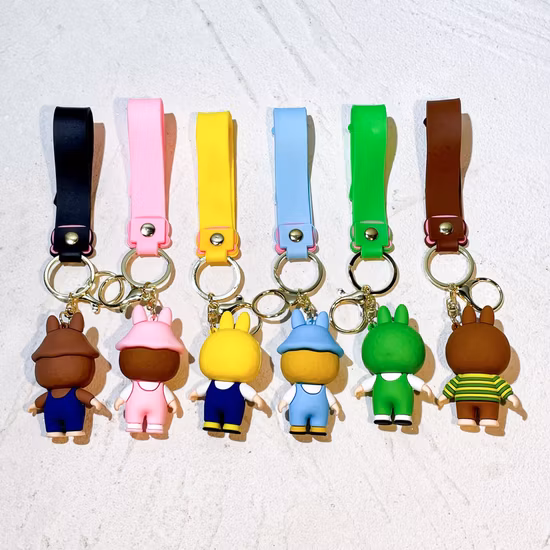 공장 주문 싼 고무 열쇠 고리 플라스틱 연약한 PVC 열쇠 고리