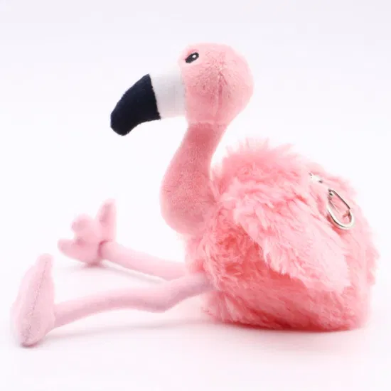도매 살아있는 동물 플러시 장난감 배낭 클립 플라밍고 핑크 새 키 체인 열쇠 고리 가방 12cm 소프트 인형 열쇠 고리